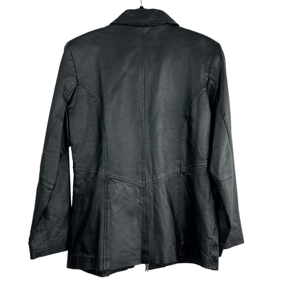 Jacqueline Ferrar Authentic Pig Nappa Genuine Leather Black Zip Up Jacket size S - Picture 3 of 13